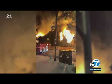 4-terror fire erupts at building under construction in San Gabriel