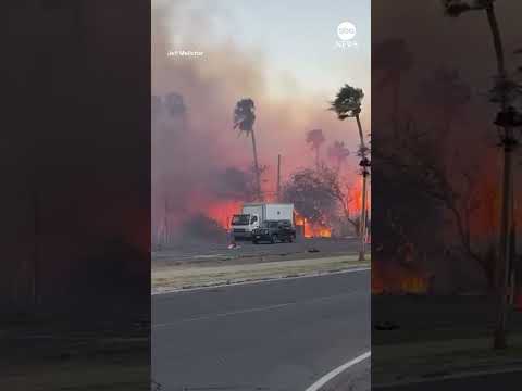 Current video exhibits a vast fire raging approach properties in Maui, Hawaii