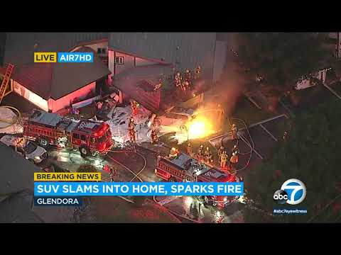 SUV slams into home in Glendora, rupturing gasoline line and sparking hearth