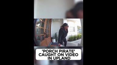 Porch pirate caught on video stealing reward basket from Upland home